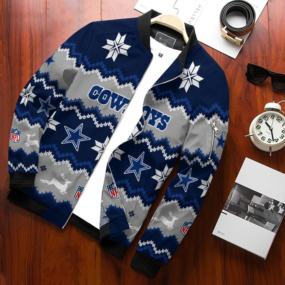 Dallas Cowboys Christmas Bomber Jacket | NFL Team Jacket for Men & Women | Football Fan Gift
