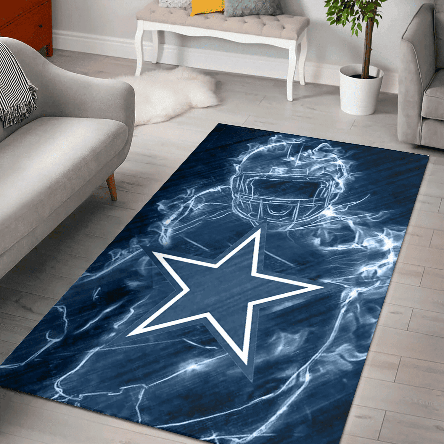 Dallas Cowboys Legend 3D Full Print Rectangle Area Rug – Full Print Carpet For Living Room & Bedroom Home Decor