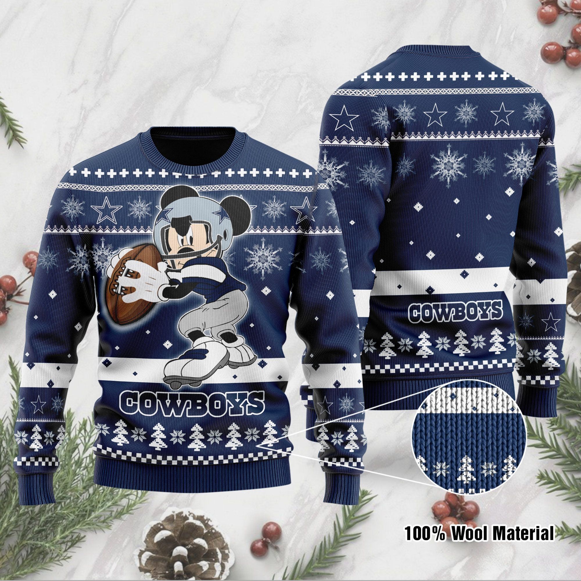 Dallas Cowboys Mickey Mouse Funny Ugly Christmas Sweater Holiday Xmas Party Men Women Plus Size
