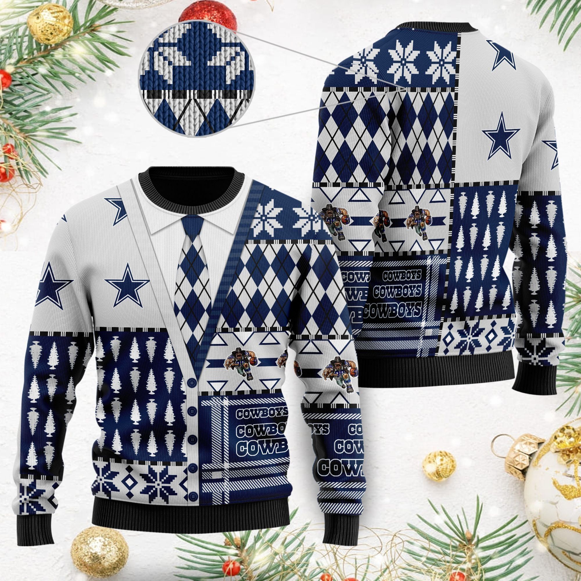 Dallas Cowboys NFL American Football Team Cardigan Style 3D Men And Women Ugly Christmas Sweater For Sport Lovers On Christmas Days