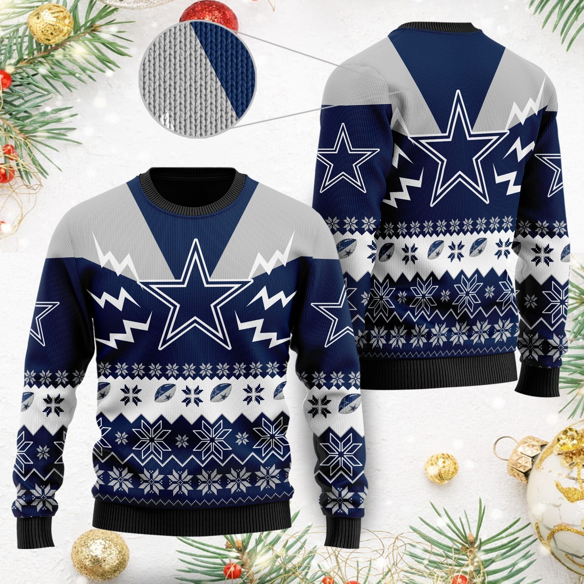 Dallas Cowboys NFL Football Team Logo Symbol 3D Ugly Christmas Sweater