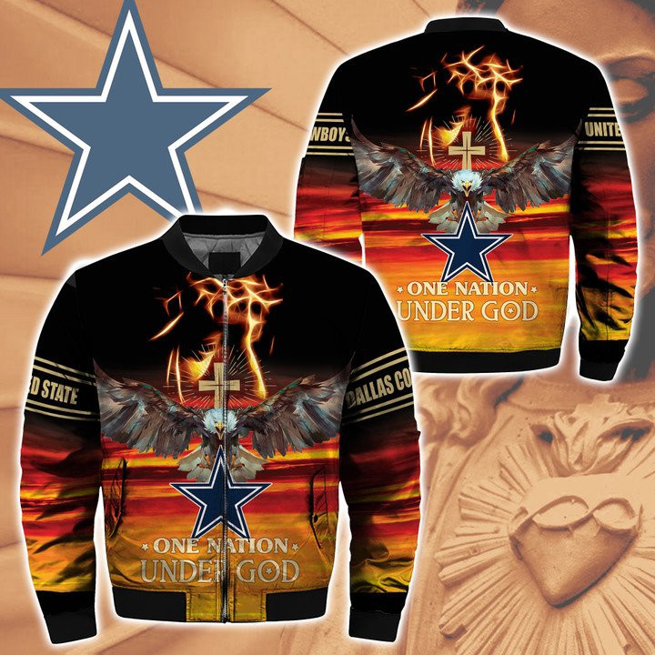 Dallas Cowboys One Nation Under God Bomber Jacket | NFL Team Jacket for Men & Women | Football Fan Gift