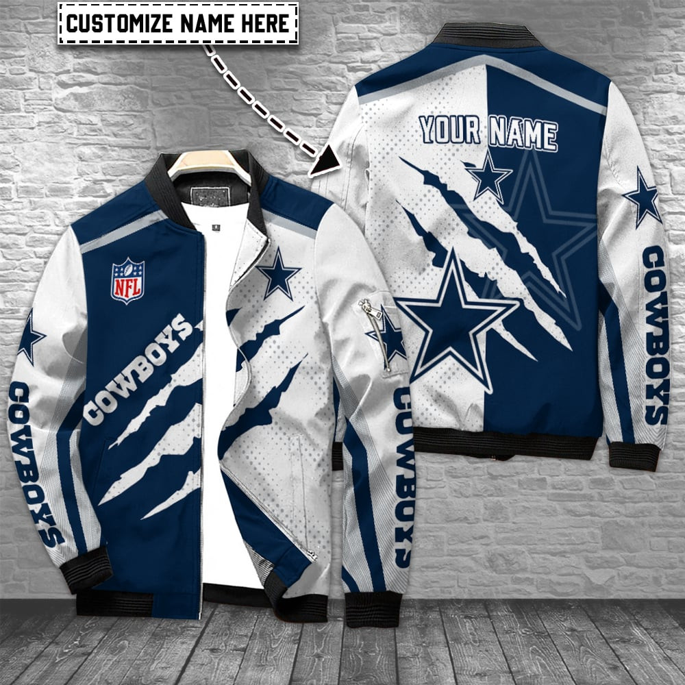 Dallas Cowboys Personalized Bomber Jacket | NFL Team Jacket for Men & Women | Football Fan Gift