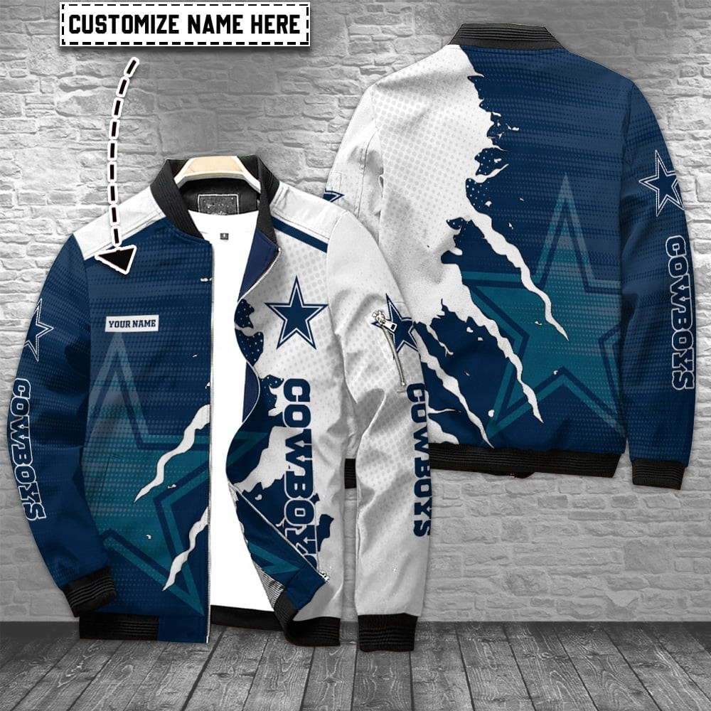 Dallas Cowboys Personalized Bomber Jacket | NFL Team Jacket for Men & Women | Football Fan Gift