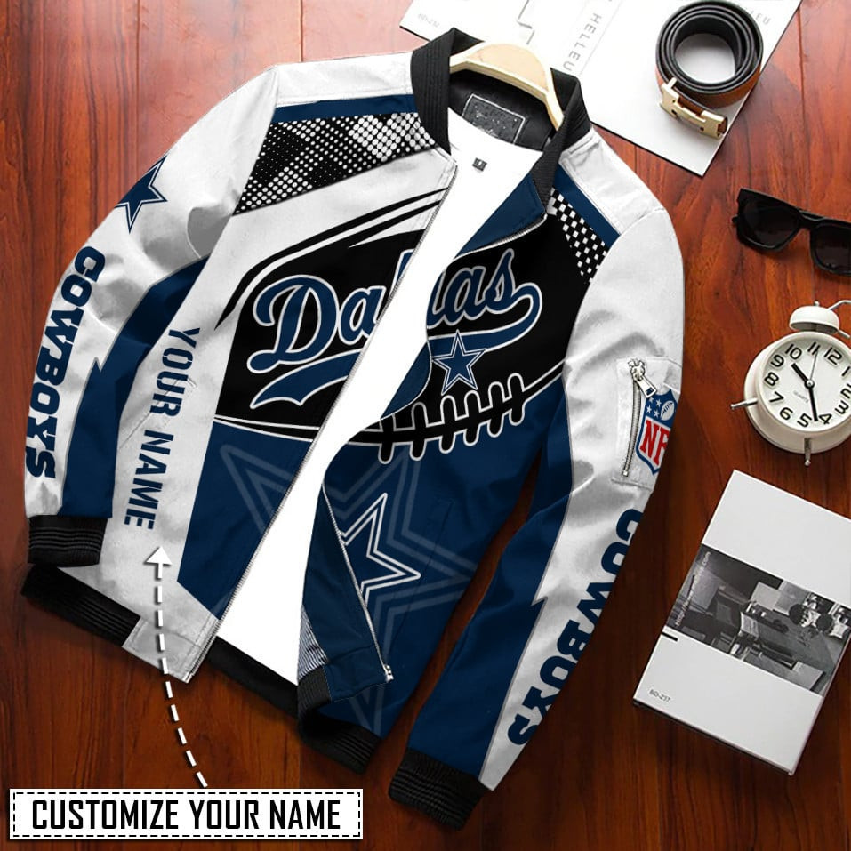 Dallas Cowboys Personalized Bomber Jacket | NFL Team Jacket for Men & Women | Football Fan Gift