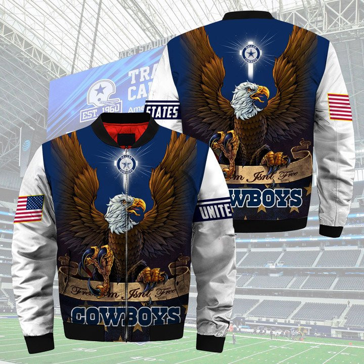 Dallas Cowboys Personalized One Nation Under God Bomber Jacket | NFL Team Jacket for Men & Women | Football Fan Gift