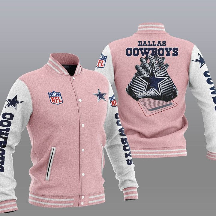 Dallas Cowboys Pink 2-Hand Varsity Baseball Jacket for Men & Women | NFL Team Fan Gift