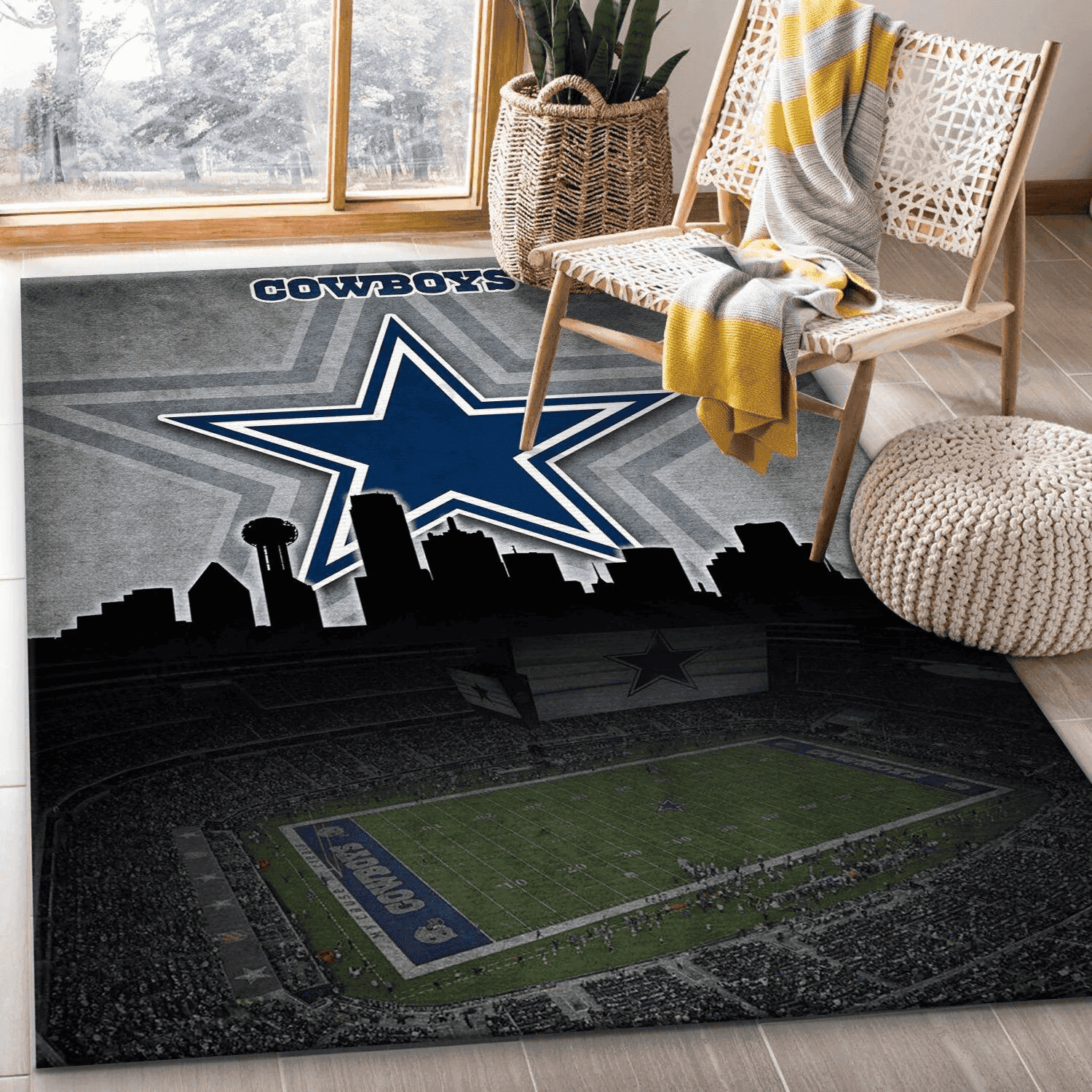 Dallas Cowboys Rectangle Area Rug – Full Print Carpet For Living Room & Bedroom Home Decor