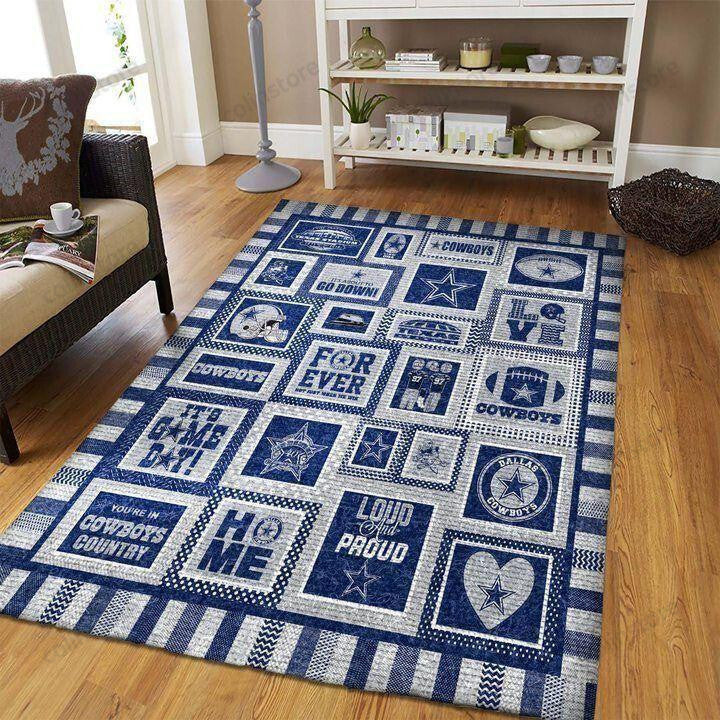 Dallas Cowboys Rectangle Area Rug – Full Print Carpet For Living Room & Bedroom Home Decor