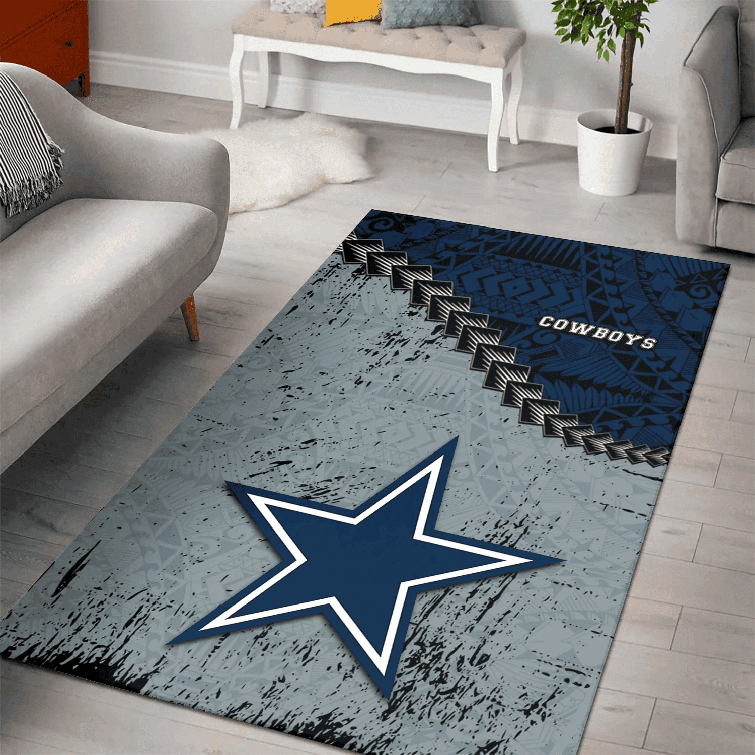 Dallas Cowboys Rectangle Area Rug – Full Print Carpet For Living Room & Bedroom Home Decor