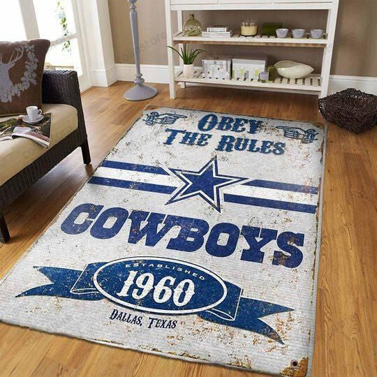 Dallas Cowboys Rectangle Area Rug – Full Print Carpet For Living Room & Bedroom Home Decor