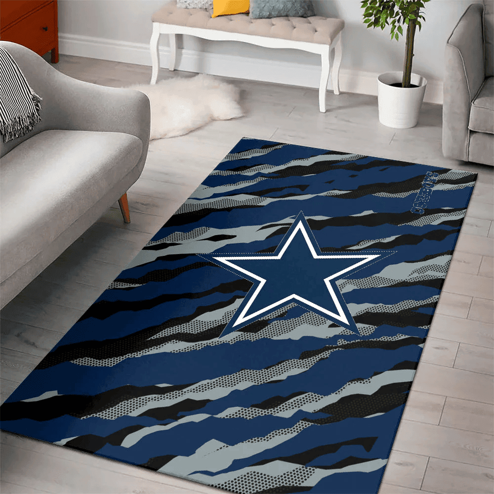 Dallas Cowboys Rectangle Area Rug – Full Print Carpet For Living Room & Bedroom Home Decor