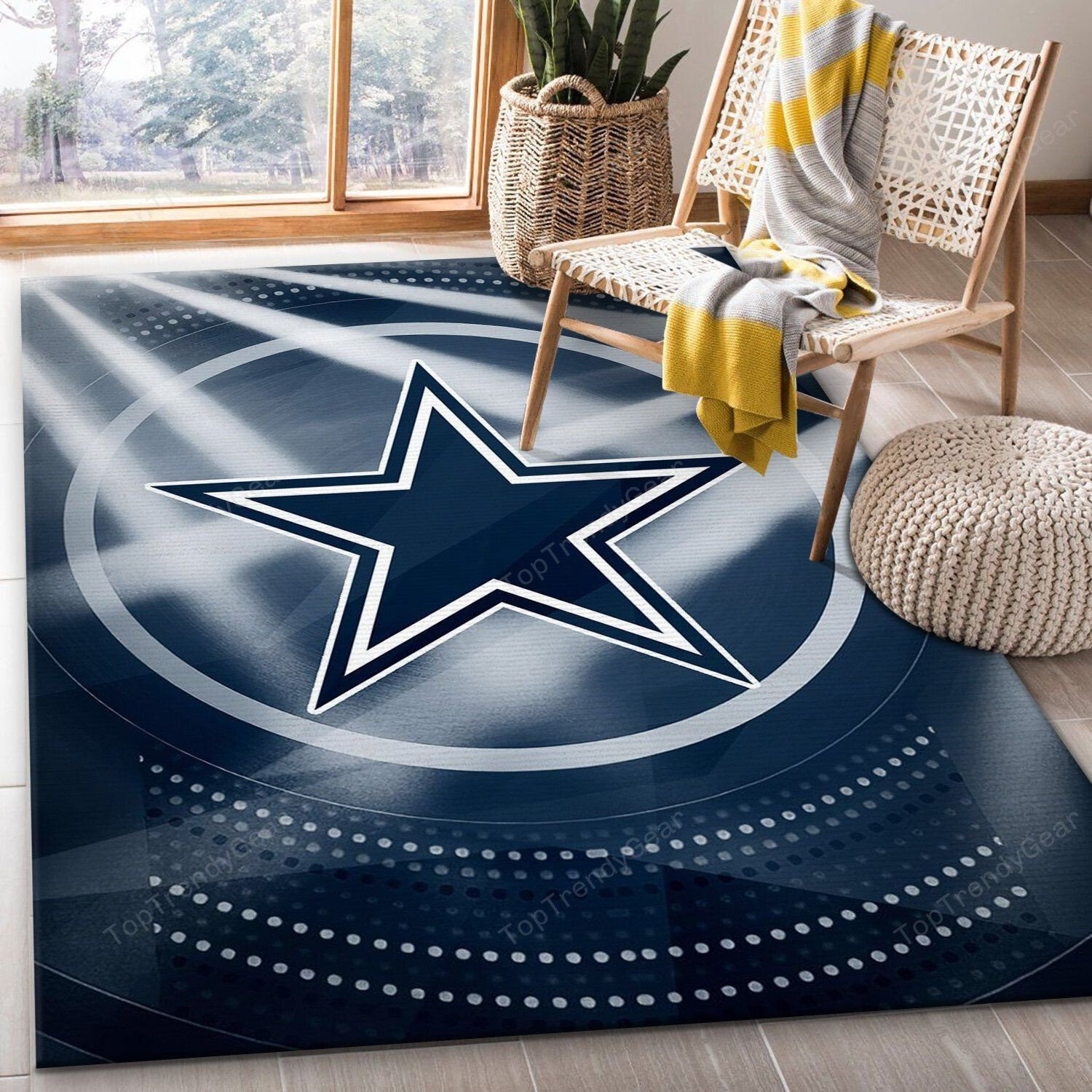 Dallas Cowboys Rectangle Area Rug – Full Print Carpet For Living Room & Bedroom Home Decor