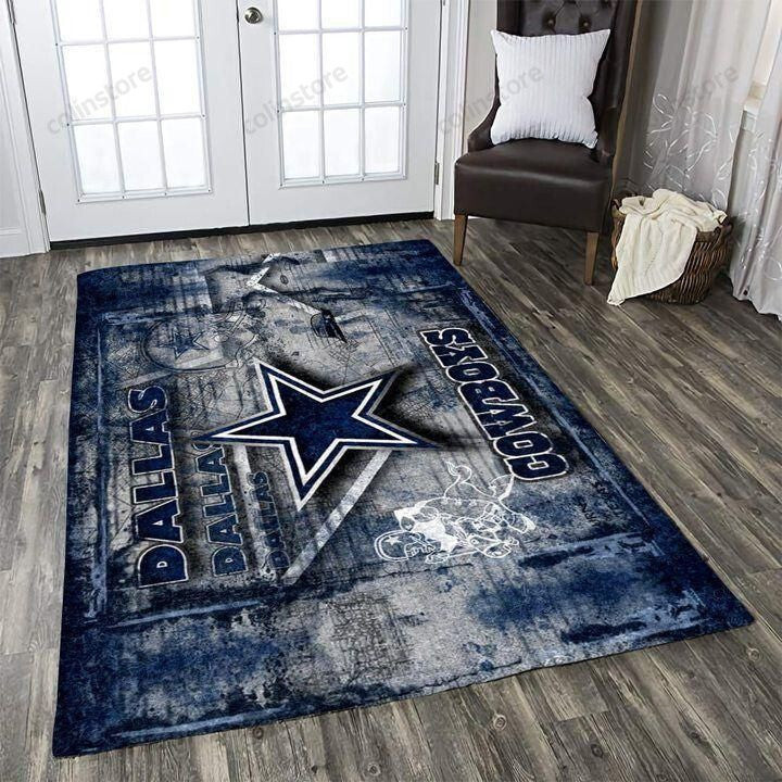 Dallas Cowboys Rectangle Area Rug – Full Print Carpet For Living Room & Bedroom Home Decor