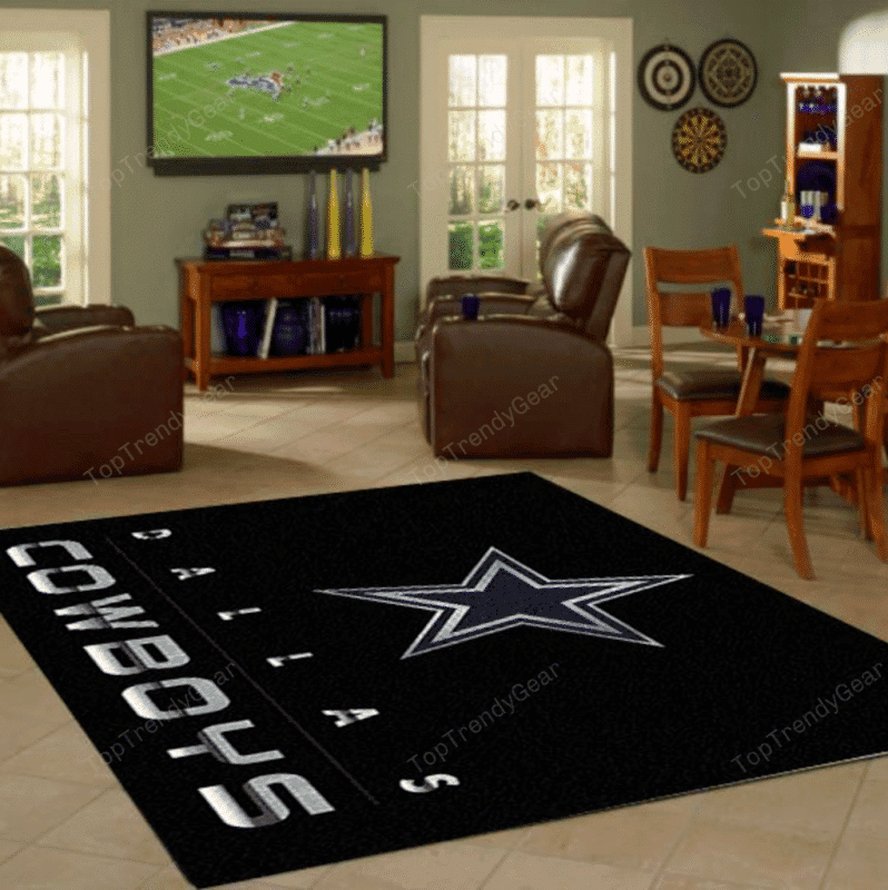 Dallas Cowboys Rectangle Area Rug – Full Print Carpet For Living Room & Bedroom Home Decor
