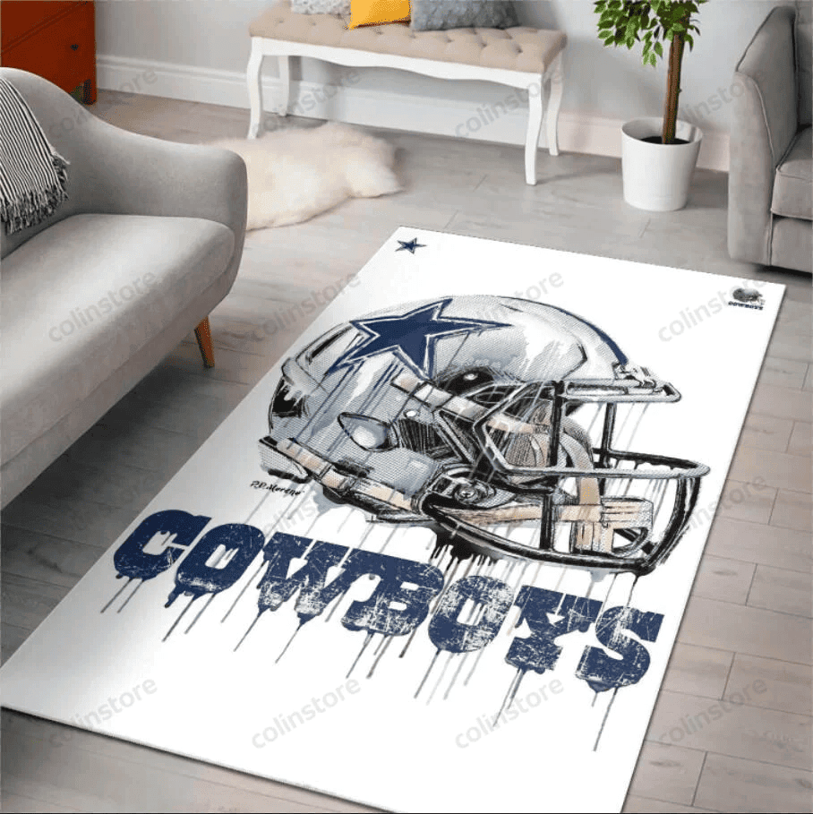 Dallas Cowboys Rectangle Area Rug – Full Print Carpet For Living Room & Bedroom Home Decor
