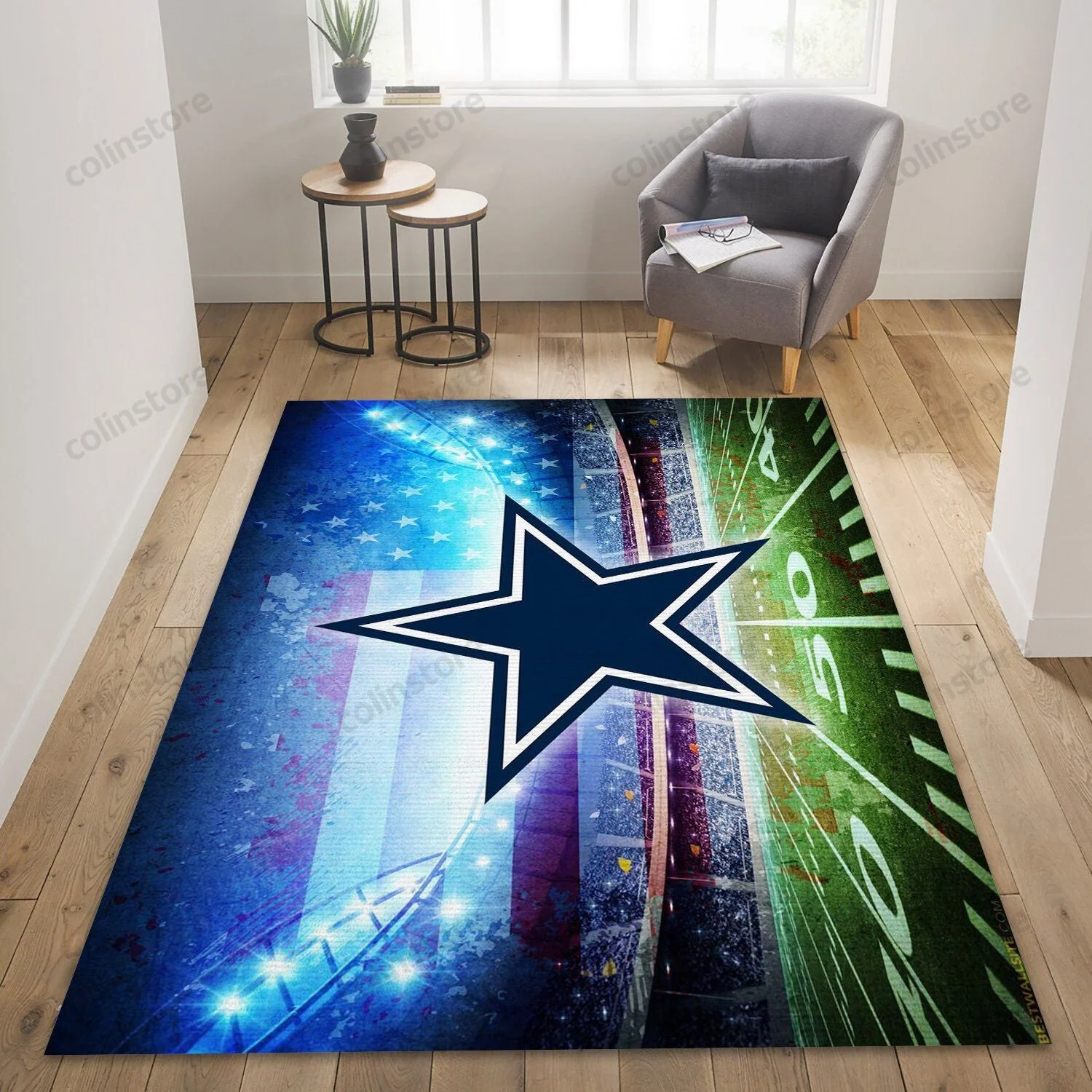 Dallas Cowboys Rectangle Area Rug – Full Print Carpet For Living Room & Bedroom Home Decor