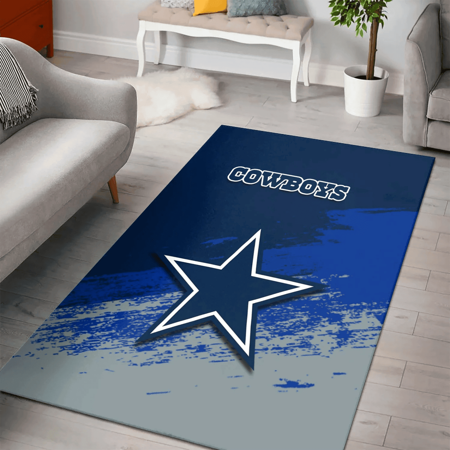 Dallas Cowboys Rectangle Area Rug – Full Print Carpet For Living Room & Bedroom Home Decor