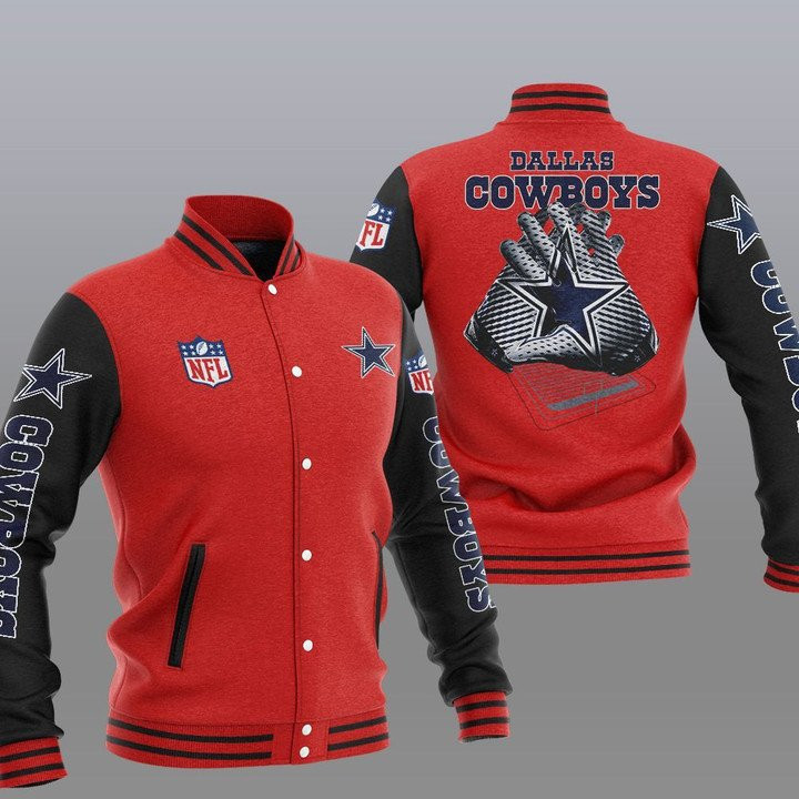 Dallas Cowboys Red Black 2-Hand Varsity Baseball Jacket for Men & Women | NFL Team Fan Gift