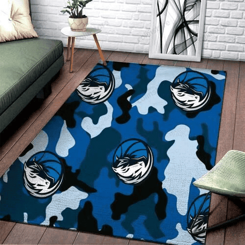 Dallas Mavericks Basketball Camouflage 3D Rectangle Area Rug – Full Print Carpet For Living Room & Bedroom Home Decor