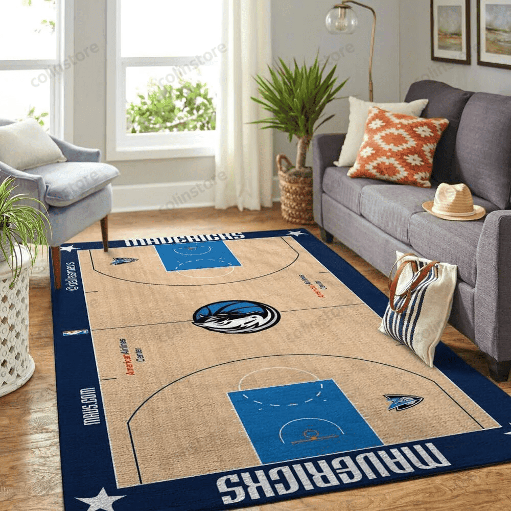 Dallas Mavericks Court 3D Rectangle Area Rug – Full Print Carpet For Living Room & Bedroom Home Decor