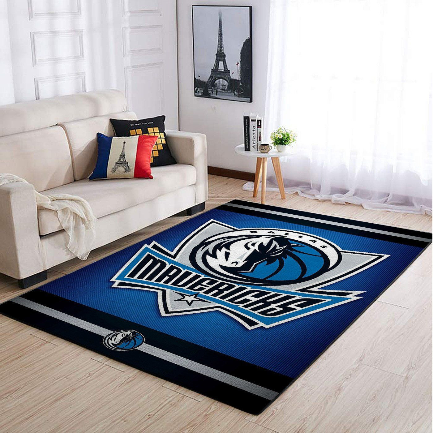 Dallas Mavericks Team Logo Rectangle Area Rug – Full Print Carpet For Living Room & Bedroom Home Decor