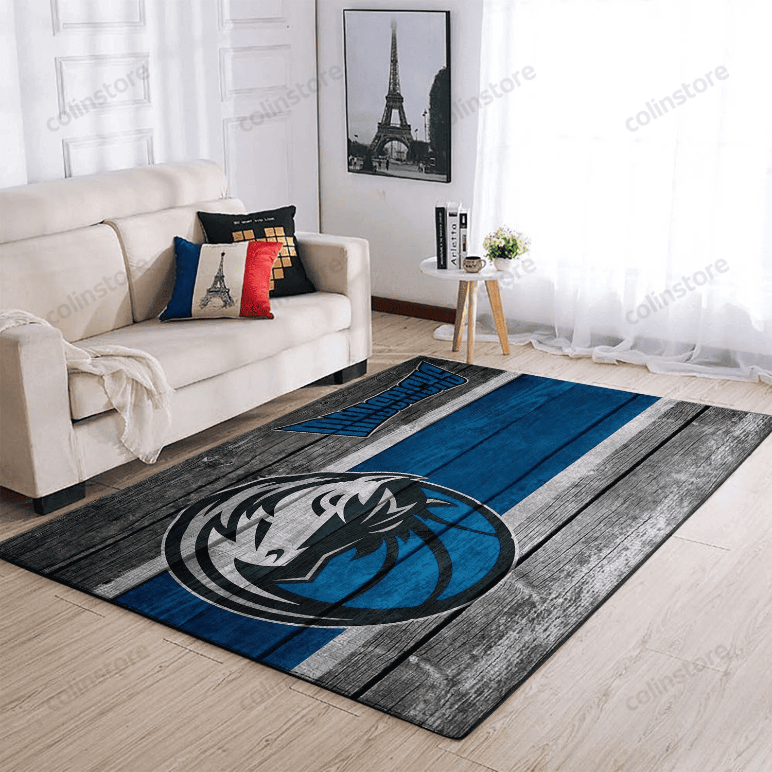 Dallas Mavericks Team Logo Wooden 3D Rectangle Area Rug – Full Print Carpet For Living Room & Bedroom Home Decor