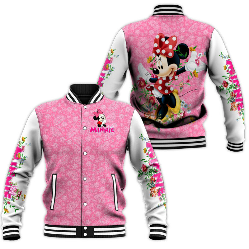 Dancing Minnie Mouse Fashion Baseball Jacket for Men & Women | Cartoon Fan Gift