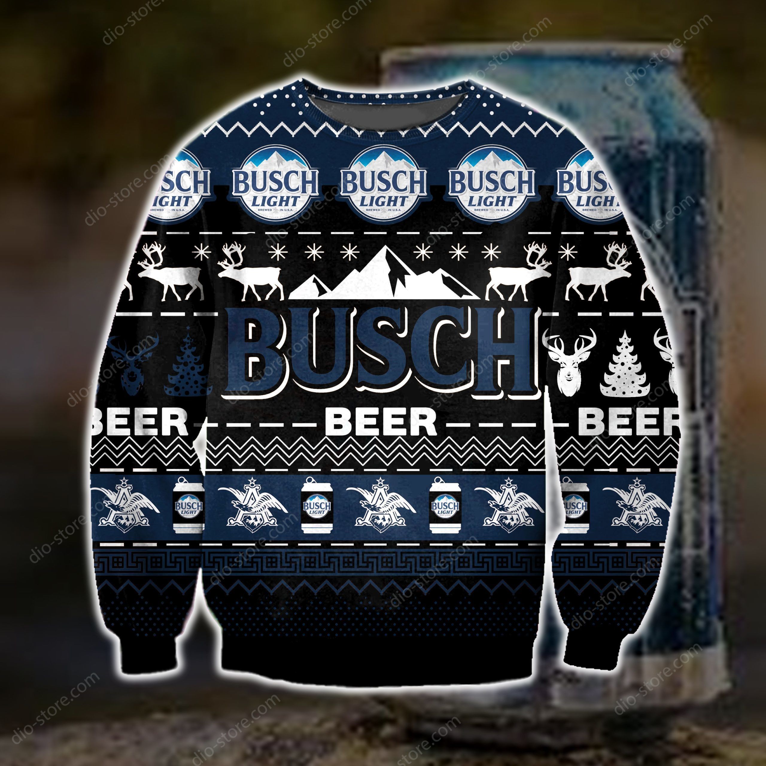 Dark Busch Beer Knitting Pattern 3D Print Ugly Sweater