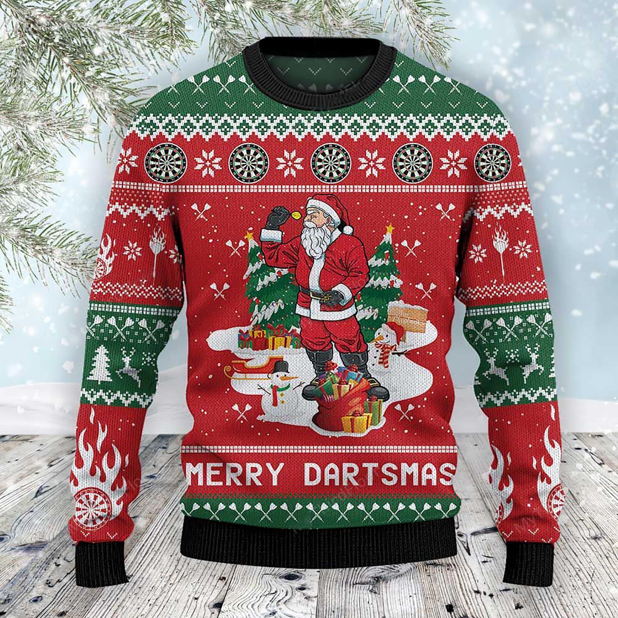 Dart Lovers Gift Merry Dartsmas Ugly Christmas Sweater