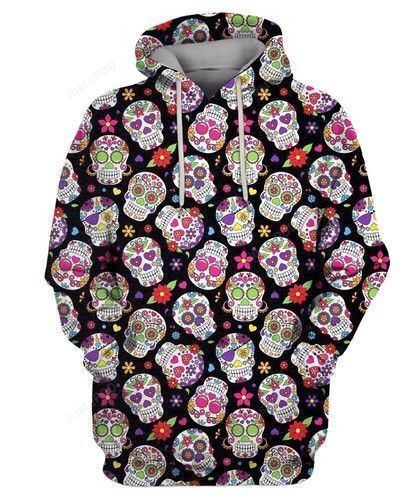 DAY OF THE DEAD SUGAR SKULL 3D All Over Print Hoodie & Zip Hoodie