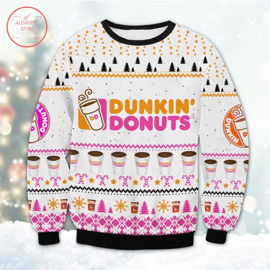 DD Dunkin Donut Ugly Christmas Sweater
