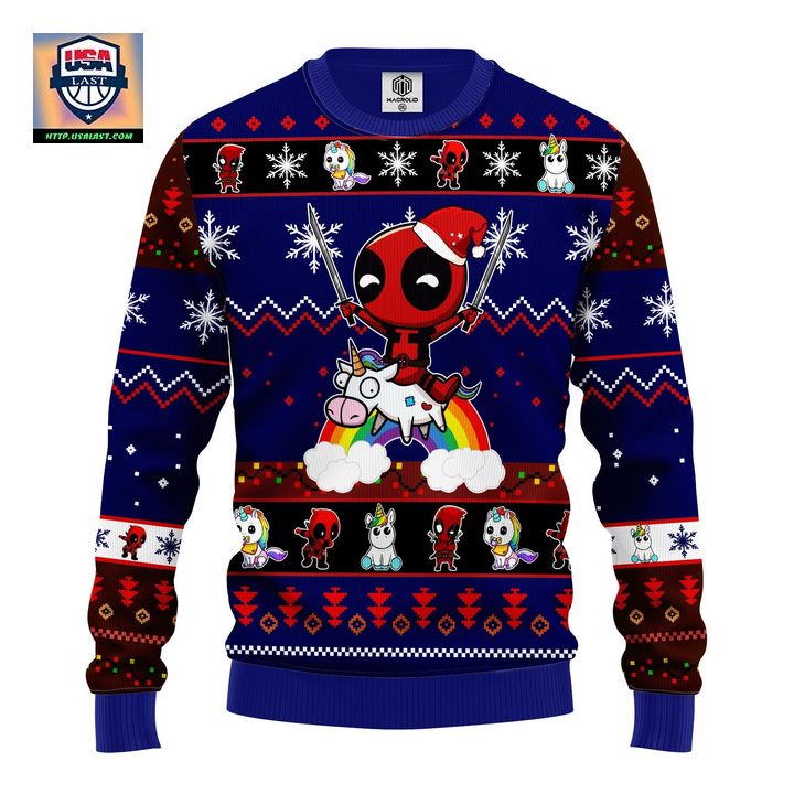 Deadpool Unicorn Christmas Sweater Blue 1 Amazing Gift Idea Thanksgiving Gift