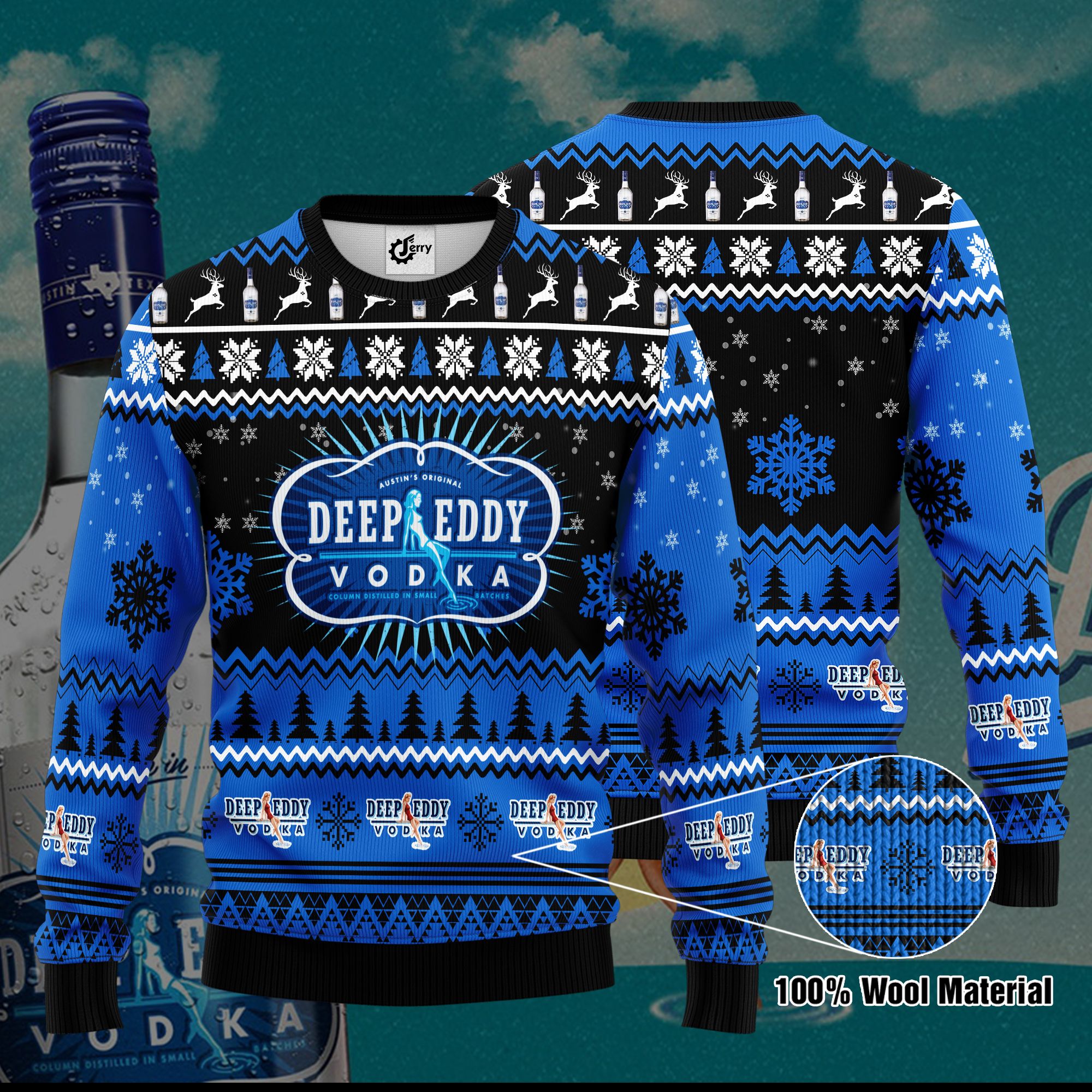Deep Eddy Vodka 3D Print Ugly Christmas Sweater, Hoodie, Zip Hoodie, Bomber Jacket