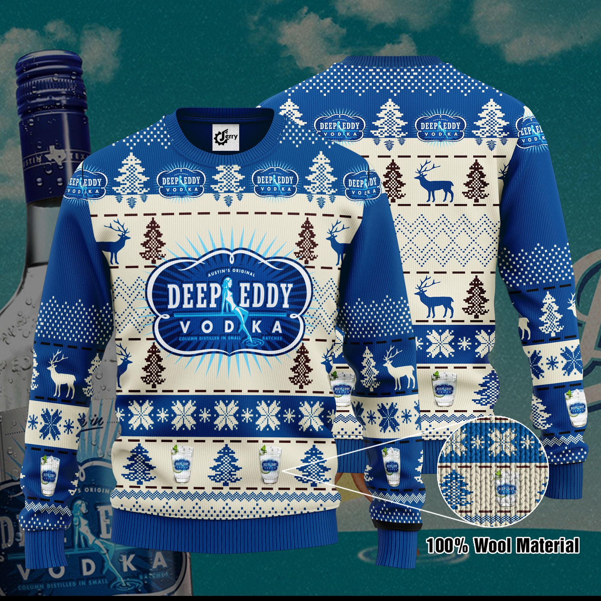 Deep Eddy Vodka 3D Print Ugly Christmas Sweater, Hoodie, Zip Hoodie, Bomber Jacket