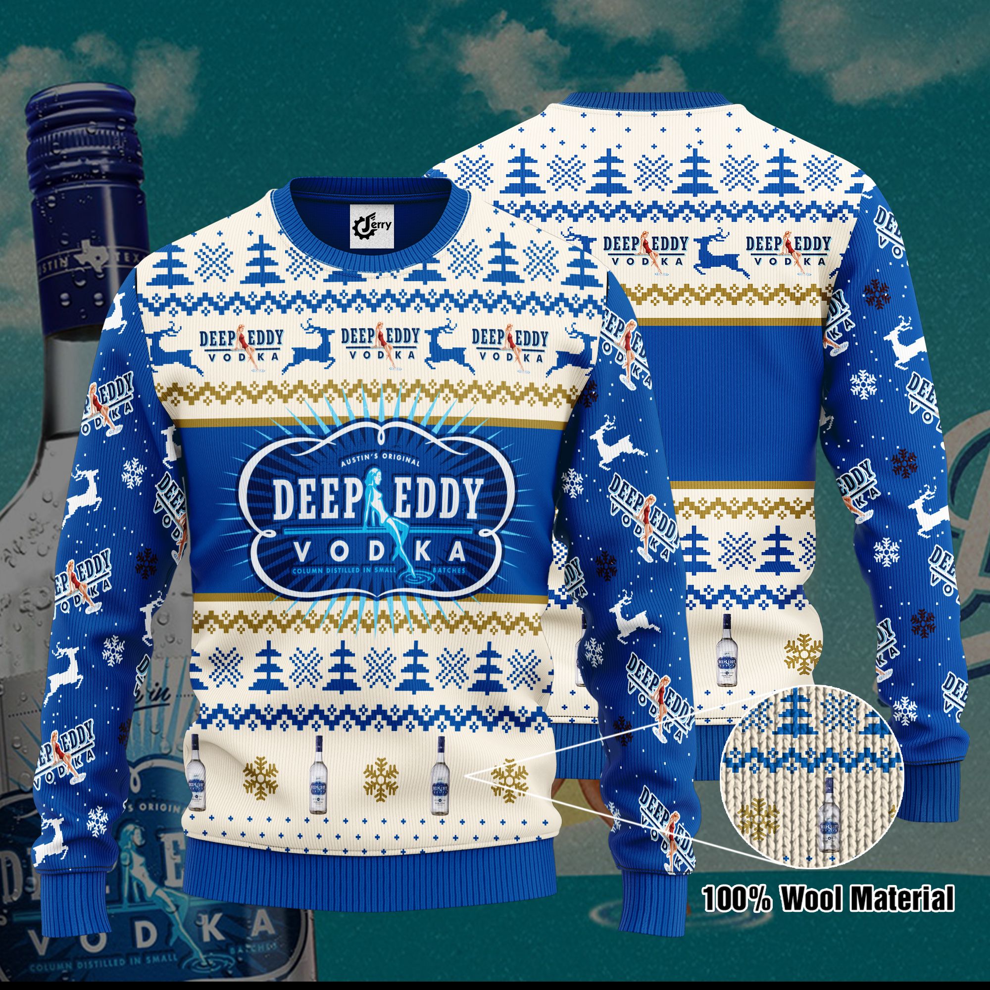Deep Eddy Vodka 3D Print Ugly Christmas Sweater, Hoodie, Zip Hoodie, Bomber Jacket