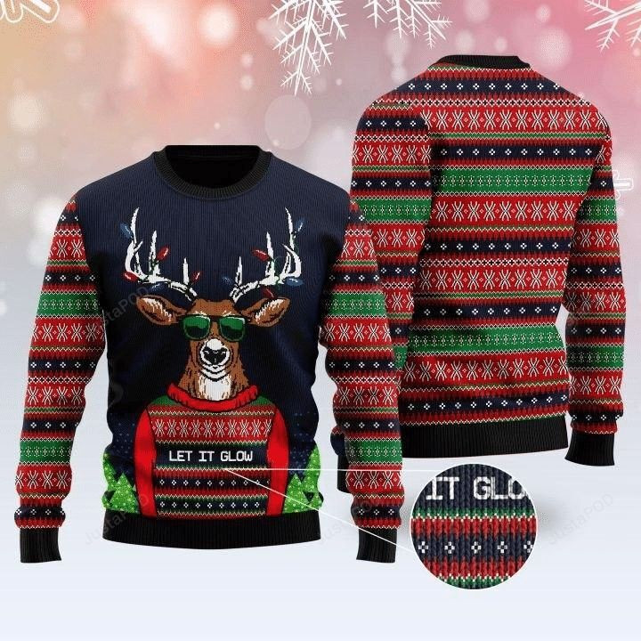 Deer Let It Glow Sweater Ugly Christmas Sweater, Perfect Holiday Gift