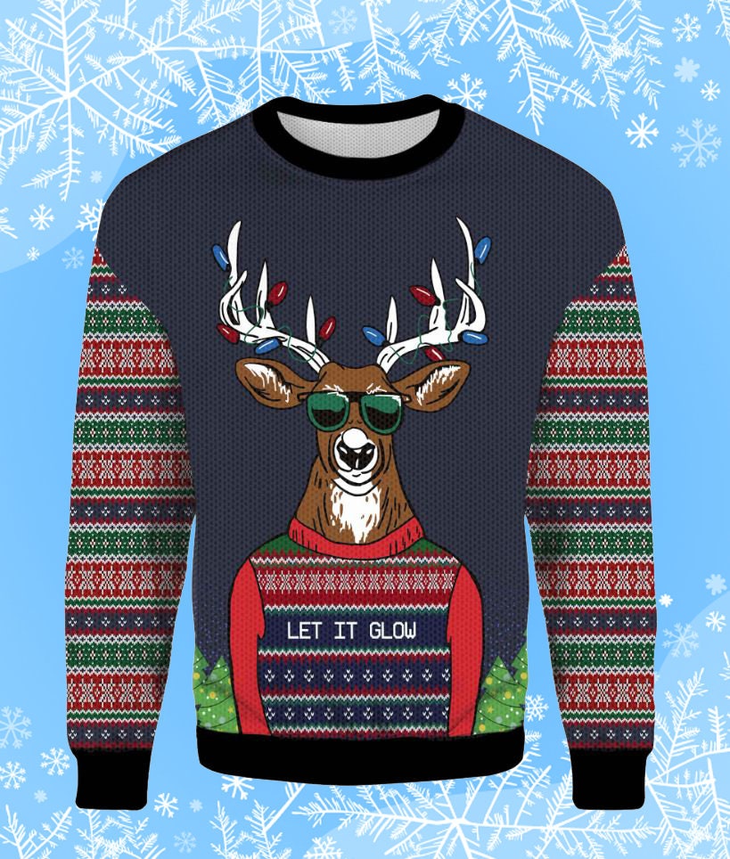 Deer Let It Glow Ugly Christmas Sweater