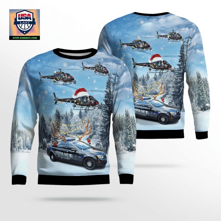 DeKalb County Police Department Eurocopter AS 350 BS A-Star Helicopter Car Christmas AOP Sweater