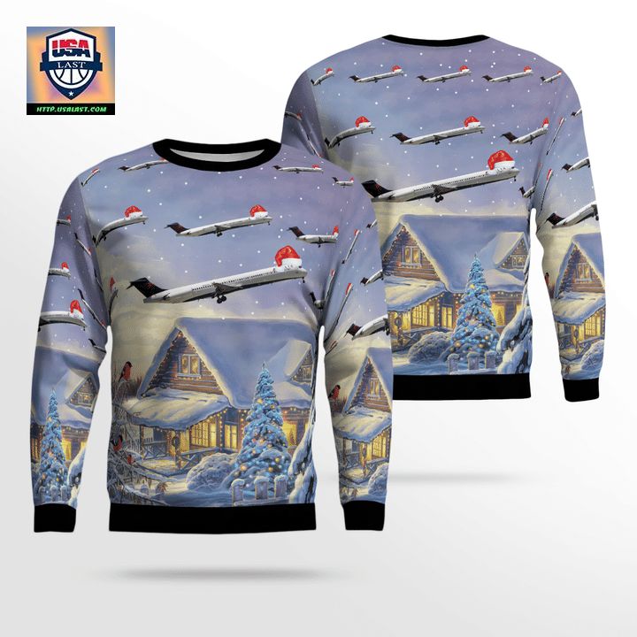 Delta Air Lines McDonnell Douglas MD-88 Christmas Sweater 3D