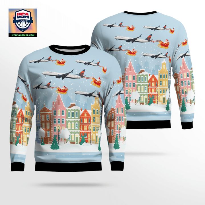 Delta Airlines Boeing 737-900ER Christmas AOP Sweater
