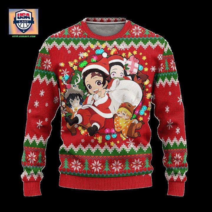 Demon Slayer Anime Ugly Christmas Sweater Red Xmas Gift