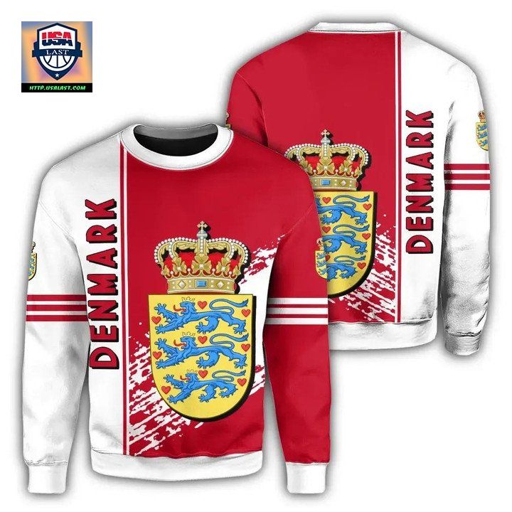 Denmark Coat Of Arms Sweater Quarter Style J7