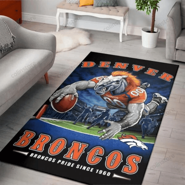 Denver Broncos 1960 3D Rectangle Area Rug – Full Print Carpet For Living Room & Bedroom Home Decor