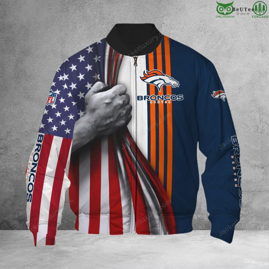 Denver Broncos America Flag Bomber Jacket | NFL Team Jacket for Men & Women | Football Fan Gift