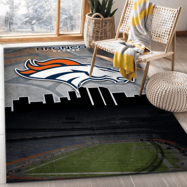Denver Broncos And Stadium 3D Rectangle Area Rug – Full Print Carpet For Living Room & Bedroom Home Decor