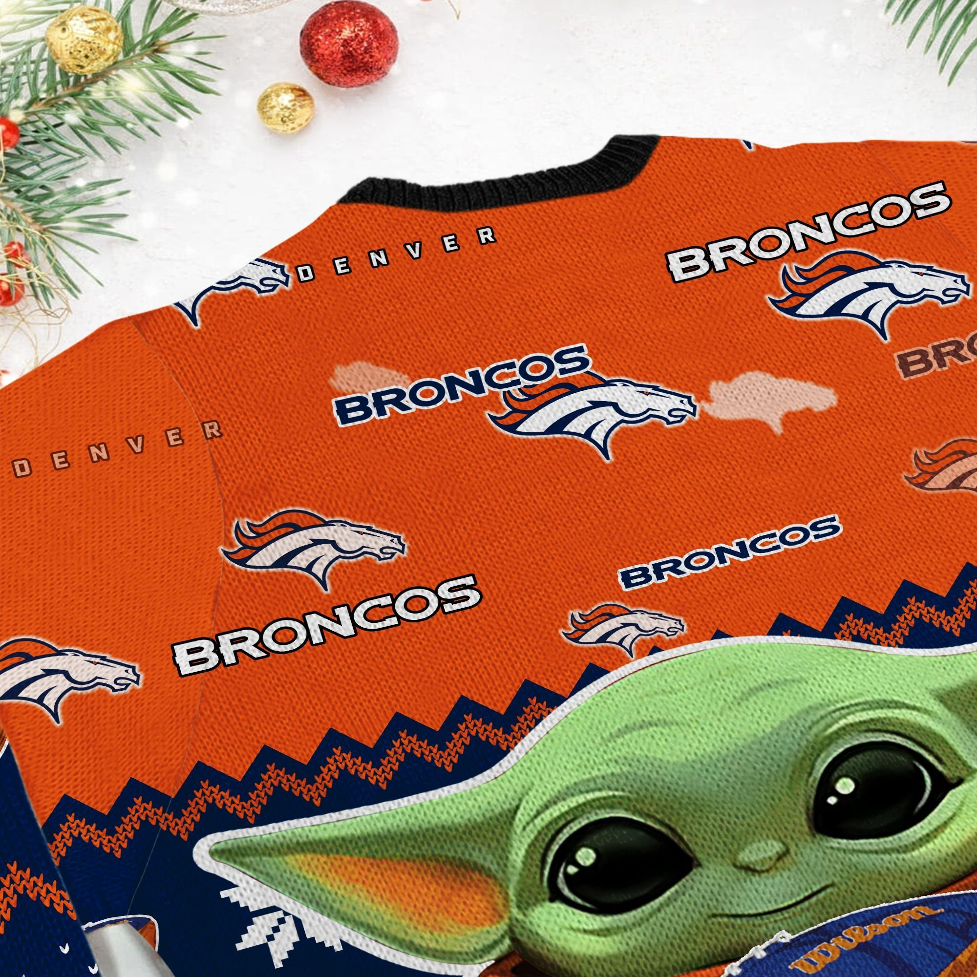 Denver Broncos Baby Yoda Ugly Christmas Sweater, Perfect Holiday Gift - Image 6