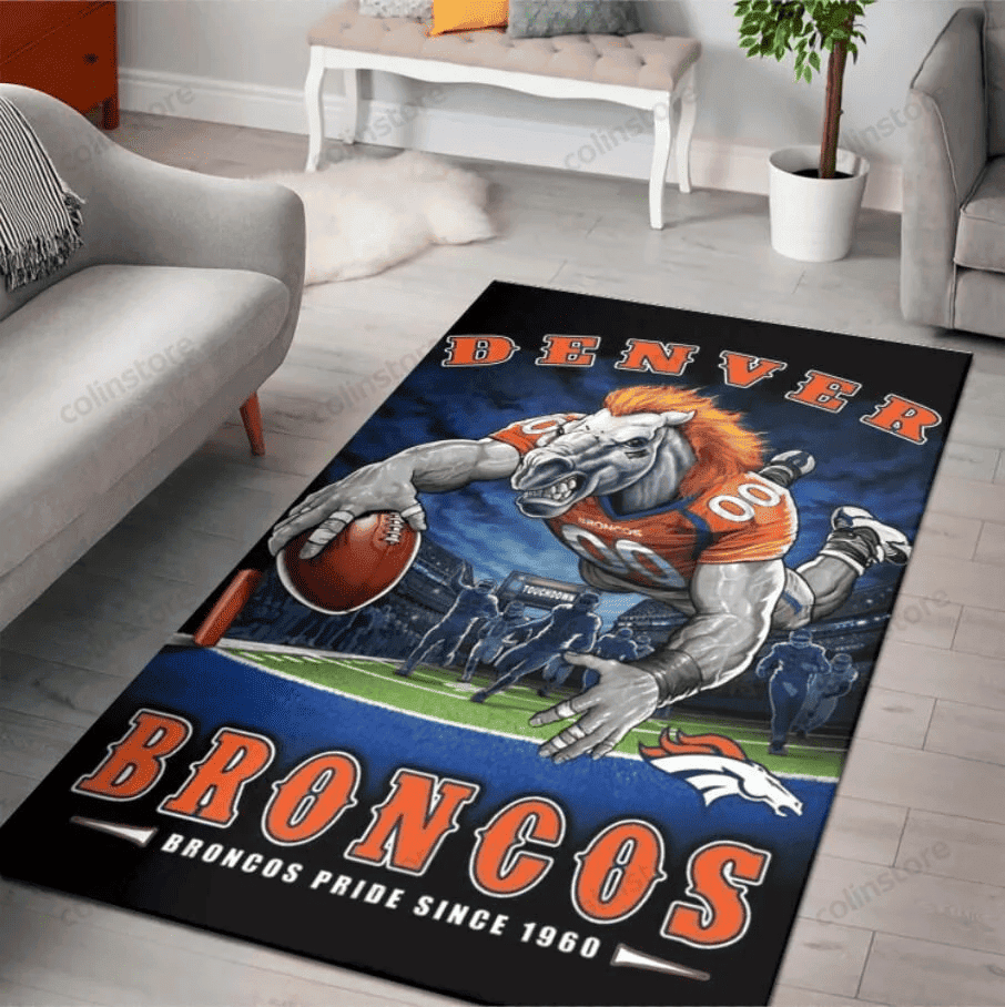 Denver Broncos Broncos Pride Since 1960 Team Rectangle Area Rug – Full Print Carpet For Living Room & Bedroom Home Decor