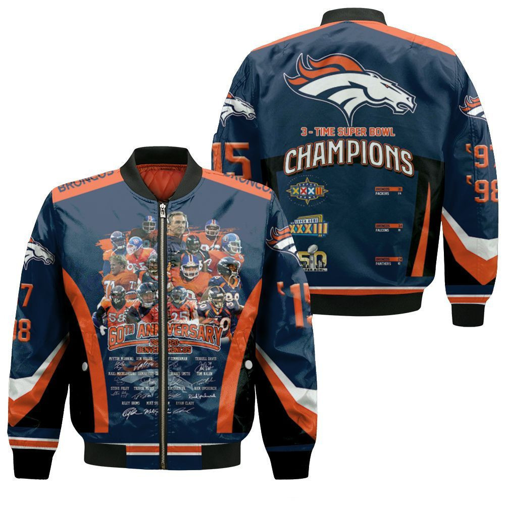 Denver Broncos Champions Navy Blue Bomber Jacket | NFL Team Jacket for Men & Women | Football Fan Gift