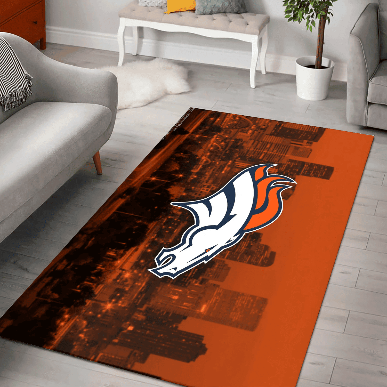 Denver Broncos City 3D Full Print Rectangle Area Rug – Full Print Carpet For Living Room & Bedroom Home Decor